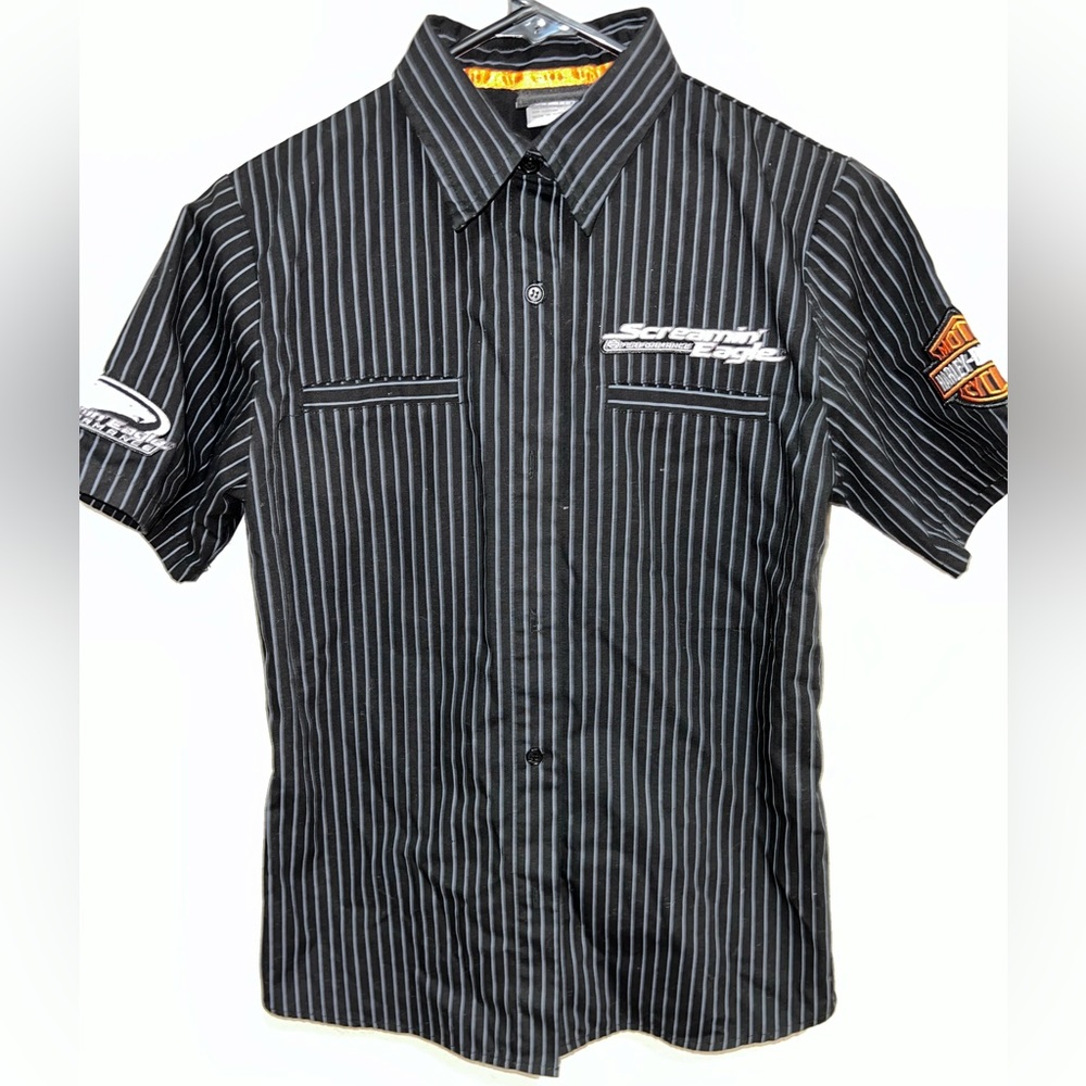Women’s Harley-Davidson pinstripes shop shirt